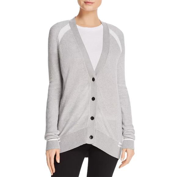 ATM Anthony Thomas Melillo Gray Waffled Schoolboy Cardigan Sweater - Picture 1 of 12